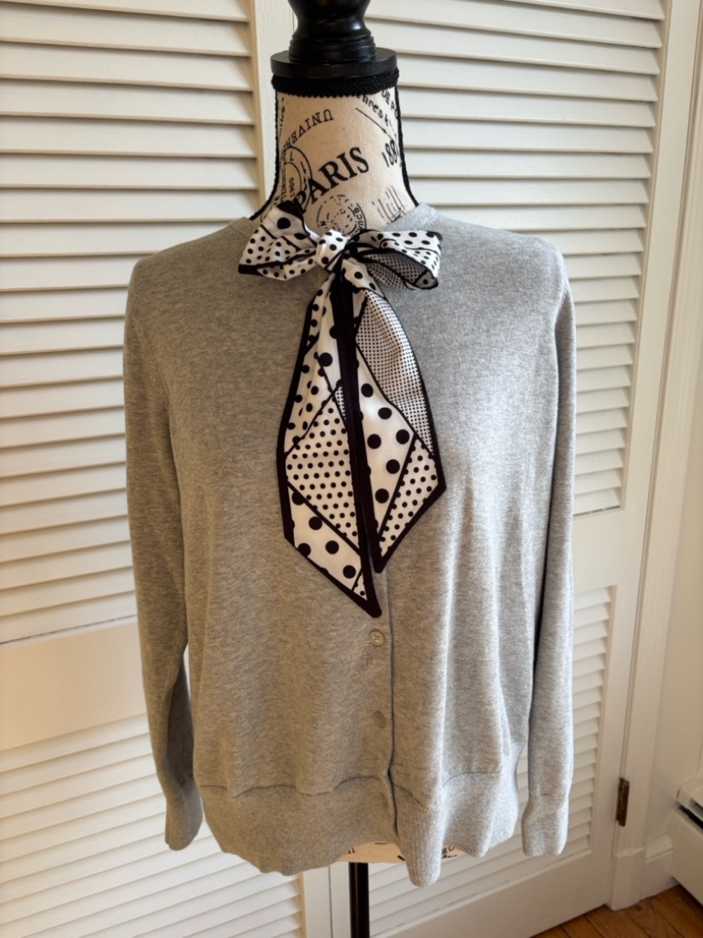 Black & White Polka Dot Neck Scarf - Elegant Women’s Accessory - Picture 6 of 6